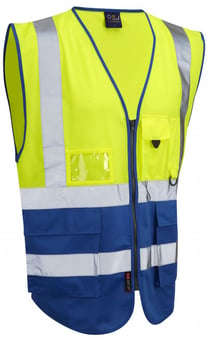 picture of Lynton - Hi-Vis Yellow/Royal Blue Superior Waistcoat - LE-W11-Y/RO