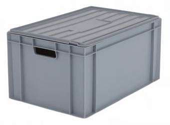 Picture of BiGDUG Euro Stacking Box with Hinged Lid - 295h x 400w x 600d mm - 54L - Grey - Box Deal of 10 - [IH-BDU-BNB4628LG] - (LP)