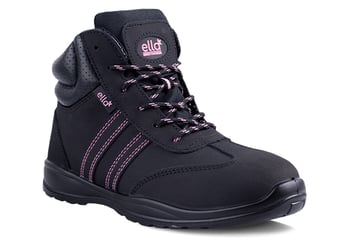 Picture of S1P SRA - Ella JASMINE Black/Pink Genuine Nubuck Split Buffalo Leather Ladies Boot - Pair - TW-JASMINE-PINK