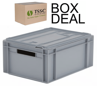 picture of BiGDUG Euro Stacking Box with Hinged Lid - 180h x 300w x 400d mm - 15L - Grey - Box Deal of 10 - [IH-BDU-BNB4316LG] - (LP)