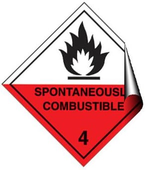 picture of Spontaneously Combustible Label - 100 X 100Hmm - Self Adhesive Vinyl - [AS-DA5-SAV]