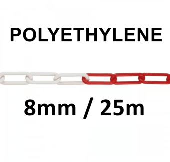 picture of M-POLY Visible 8 - Red/White - Polyethylene Barrier Chain - 8mm Gauge - 25m Length - [MV-212.19.390.25]