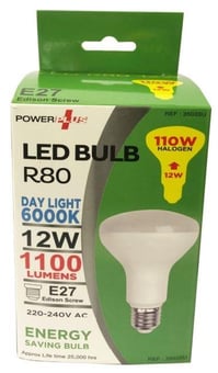 Picture of Power Plus - 12W - E27 Energy Saving R80 LED Bulb - 1100 Lumens - 6000k Day Light - Pack of 12 - [PU-3503]
