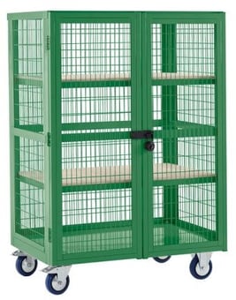 Picture of QMP Boxwell Trolley With Doors - Green - Plywood - 1355H x 900W x 600D - [QM-XD139060PGXX] - (LP)