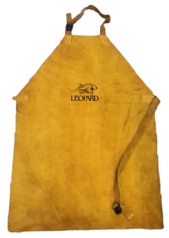 picture of Leopard Gold Yellow Leather Welders Apron with Leather Strap - [MH-GA1048BST]