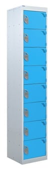 picture of QMP Tool Charging Locker - Solid Door - Standard Plug - 8 Compartment - Light Blue - 1800H x 450W x 450D mm - [QM-BL1845458USX]