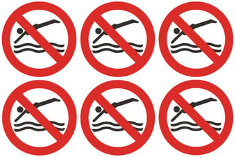 picture of Safety Labels - No Diving Symbol (24 pack) 6 to Sheet - 75mm dia - Self Adhesive Vinyl - [IH-SL19-SAV]