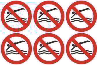 picture of Safety Labels - No Diving Symbol (24 pack) 6 to Sheet - 75mm dia - Self Adhesive Vinyl - [IH-SL19-SAV]
