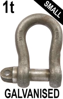 picture of 1t WLL Galvanised Small Bow Shackle c/w Type A Screw Collar Pin - 1/2" X 5/8"- [GT-HTSBG1]