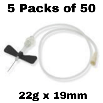 picture of SafeTouch Butterfly Needles - 22g x 19mm - 5 Packs of 50 - Black - [ML-K3752-PACK]