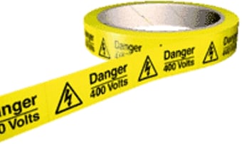 Picture of Hazard Labels On a Roll - Danger- 400 Volts - Self Adhesive Vinyl - 100 per Roll - Choice of Sizes - AS-WA192