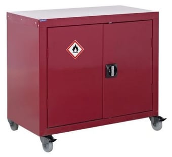 picture of QMP Mobile Flammable Liquid Storage Cupboard - 1 Shelf - 840H x 900W x 460D mm - [QM-CFL849046MRX] - (LP)