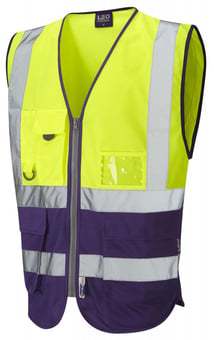 Picture of Lynton - Hi-Vis Yellow/Purple Superior Waistcoat - LE-W11-Y/PR