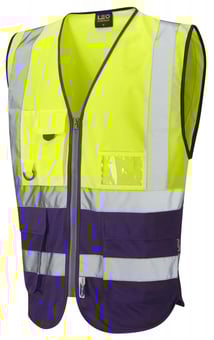 Picture of Lynton - Hi-Vis Yellow/Purple Superior Waistcoat - LE-W11-Y/PR