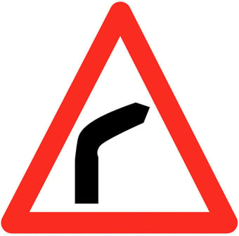 picture of Traffic Right Turn Triangle Sign - Class 1 Ref BSEN 12899-1 2001 - 600mm Tri. - Reflective - 3mm Aluminium - [AS-TR70-ALU]