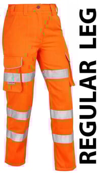 picture of Pennymoor - Class 2 Ladies Poly/Cotton Orange Cargo Trouser - Regular Leg - LE-CL01-O-REG