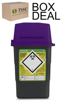 picture of Sharpsafe Recycled Sharps Bin - Purple Lid - 1L - Box Deal of 100 - [IH-VC-51602420]