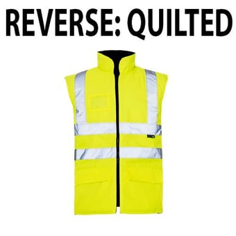 picture of Yellow Reversible Hi Vis Bodywarmer - Quilted Reverse - ST-36641
