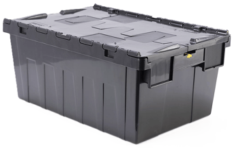 picture of BiGDUG Recycled Plastic Black Attached Lid Container - 40L - 260h x 400w x 600d mm - [BDU-BDALC6426BK] - (LP)
