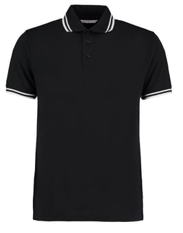 Picture of Kustom Kit Men's Classic Fit Tipped Collar Polo Black/White - BT-KK409-BLK/WHT