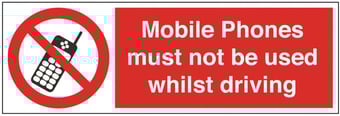 Picture of Mobile Phones Not Whilst Driving Sign - 150 X 50Hmm - Rigid Plastic - [AS-PR155-RP]