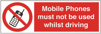 Picture of Mobile Phones Not Whilst Driving Sign - 150 X 50Hmm - Rigid Plastic - [AS-PR155-RP]