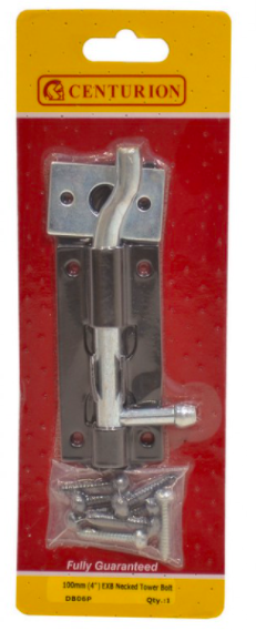 picture of Centurion EXB Necked Tower Bolt - 100mm - 4" - [CI-DB06P]