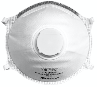 Picture of Portwest P304 FFP3 Valved Dolomite Light Cup White Respirator - Pack of 10 - [PW-P304WHR]