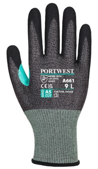 Picture of Portwest A661 CS VHR18 Nitrile Foam Cut Resistant Gloves Black - PW-A661K8R