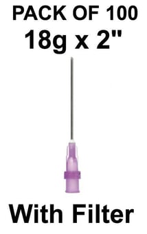 picture of Blunt Fill Needle - With 5-micron Filter - SOL-CARE - 18g X 2" (50mm) - Pack of 100 - [CM-110023F] - (DISC-R)