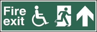Picture of Spectrum Disabled fire exit man running arrow up - PVC 450 x 150mm - SCXO-CI-1828