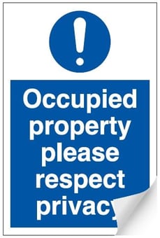 Picture of Occupied Property Respect Privacy Sign - 200 x 300Hmm - Self Adhesive Vinyl - [AS-MA210-SAV]