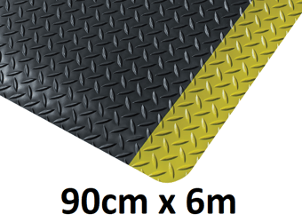 picture of Kumfi Tough Premium Anti-Fatigue Mat Black/Yellow - 90cm x 6m Roll - [BLD-KU320BY]