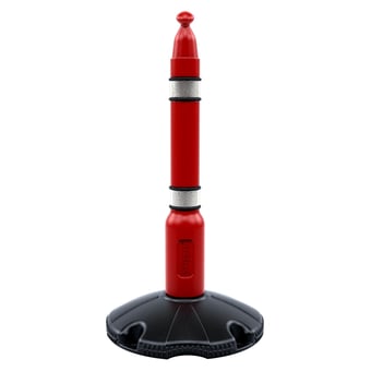 Picture of Skipper - Post and Base - Red Post BLACK RINGS and Reflective Strips - 1 Meter High - [SK-POST1-RB]