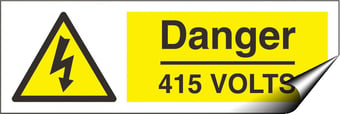 picture of Danger 415 Volts Sign LARGE - 600 x 200Hmm - Self Adhesive Vinyl - [AS-WA4-SAV]