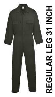 picture of Portwest - Euro Work Cotton Black Coverall - 260g - Regular Leg 31 Inch - PW-S998BKR