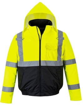 picture of Portwest Yellow/Black Hi-Vis Two-Tone Bomber Jacket - PW-S363YBR - (DISC-R)