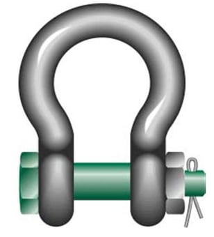 Picture of Green Pin Standard Bow Shackle with Safety Nut and Bolt Pin - 0.5t W.L.L - [GT-GPSAB.5]