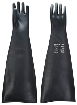 picture of Portwest A803 Heavyweight Latex Rubber Gauntlet 600mm Black - PW-A803BKR