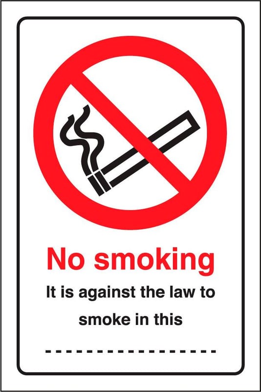 picture of No Smoking - Against the Law to Smoke in this ... - 148 x 210Hmm - Rigid Plastic - [AS-PR505-RP]