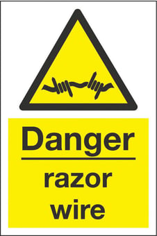 picture of Danger Razor Wire Sign LARGE - 400 x 600Hmm - Rigid Plastic [AS-WA103-RP]
