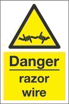 Picture of Danger Razor Wire Sign LARGE - 400 x 600Hmm - Rigid Plastic [AS-WA103-RP]