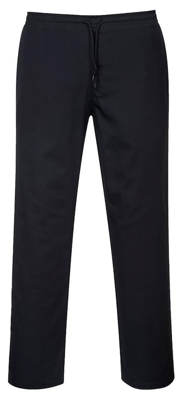 picture of Portwest Polycotton Drawstring Trousers - Black - Regular Leg - PW-C070BKR