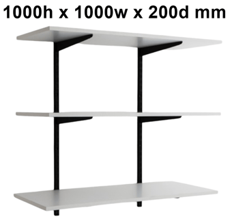 picture of BiGDUG Garage Wall Mounted Shelving Kit - 1000h x 1000w x 200d mm - 3 White Melamine Levels - [BDU-TSB1023WG]