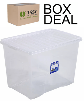picture of BiGDUG Wham Economy Plastic Box & Lid - 80L - 430h x 400w x 600d mm - Clear - Box Deal of 10 - [IH-BDU-VUB80] - (LP)