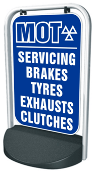 Picture of Swinger Pavement Forecourt Sign - MOT Servicing, Brakes, Tyres, Exhausts, Clutches - [PSO-PSS7750-13-3]