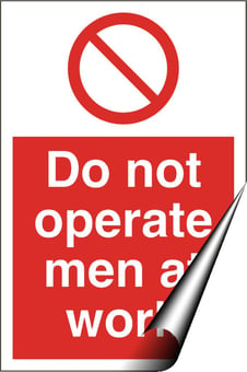 Picture of Do Not Operate Men at Work Sign - 200 x 300Hmm - Self Adhesive Vinyl - [AS-PR107-SAV]