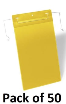 picture of Pocket with Wire Hanger A4 Portrait - Yellow - Pack of 50 - [DL-175304]