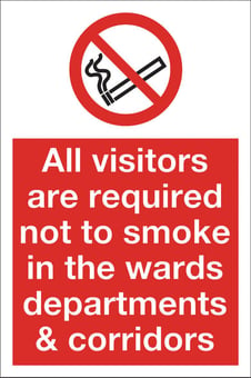 picture of Visitors Not to Smoke in Wards/Departments/Corridors Sign - 200 x 300Hmm - Rigid Plastic - [AS-PR25-RP]