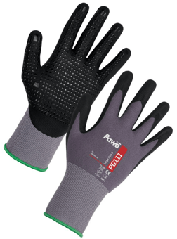picture of Supertouch Pawa PG111 Breathable Nitrile Dot Gloves Grey/Black - ST-PG11161